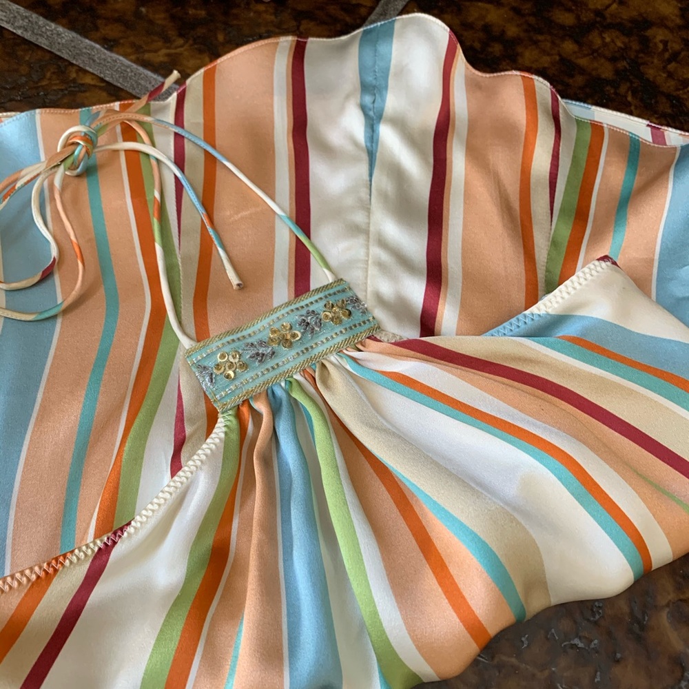 100% Silk Halter with sequin embellishment